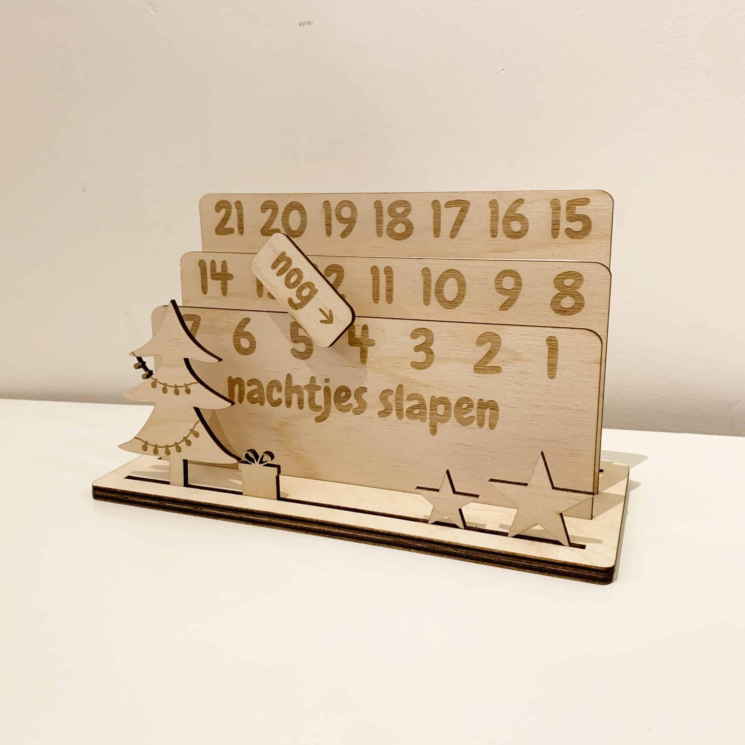 Houten aftelkalender, aftellen tot Sinterklaas, Kerst, verjaardag en vakantie
