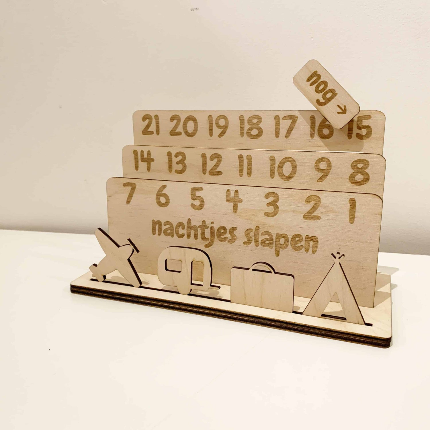 Houten aftelkalender, aftellen tot Sinterklaas, Kerst, verjaardag en vakantie
