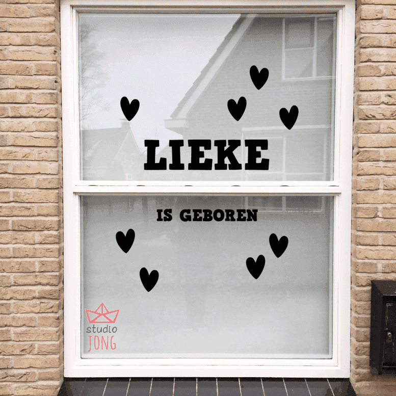 Geboortesticker gepersonaliseerd naam+symbolen