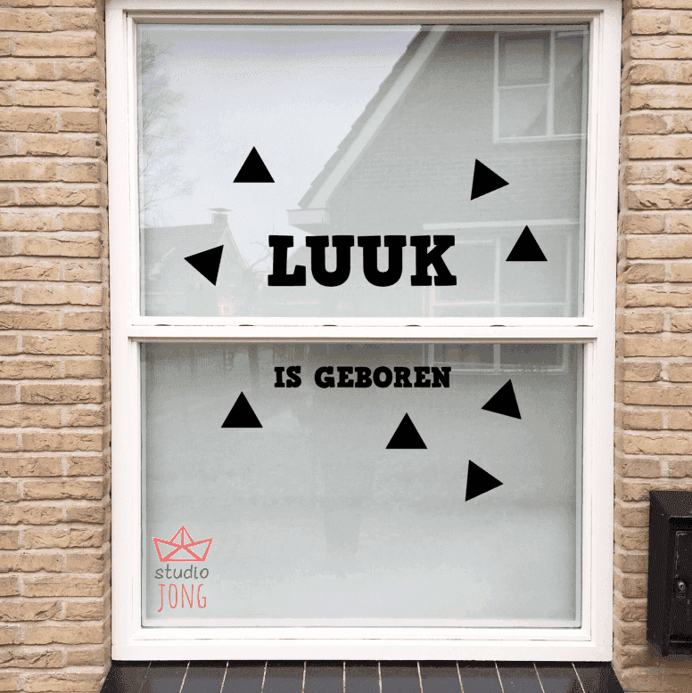 Geboortesticker gepersonaliseerd naam+symbolen