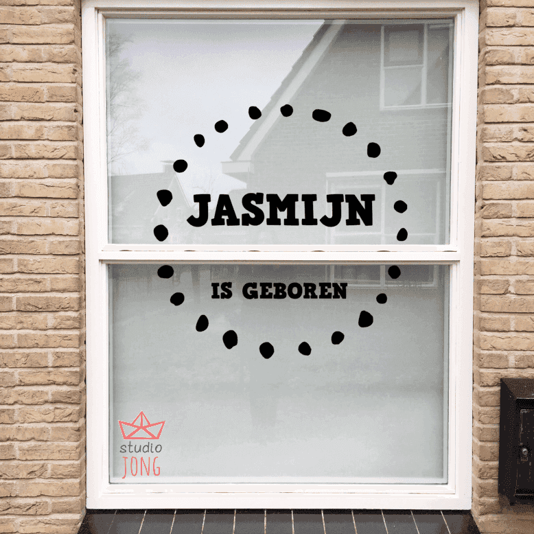 Geboortesticker gepersonaliseerd naam+symbolen