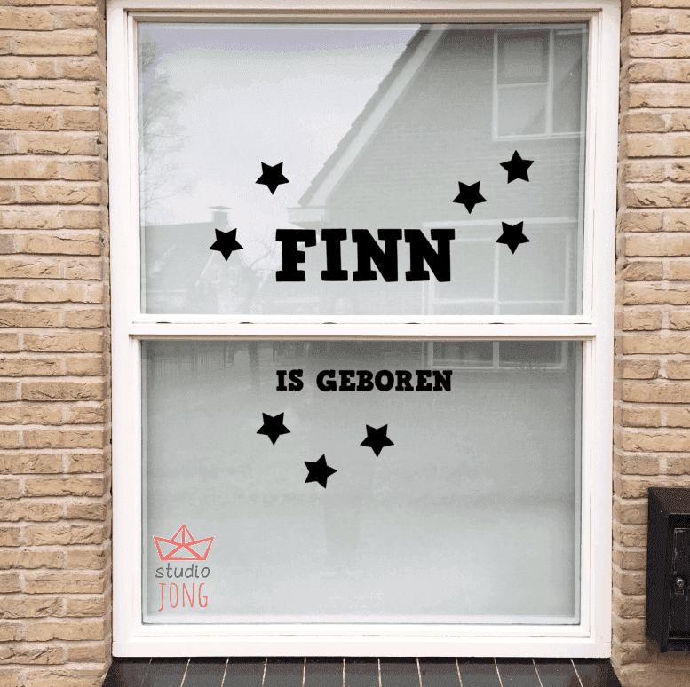 Geboortesticker gepersonaliseerd naam+symbolen