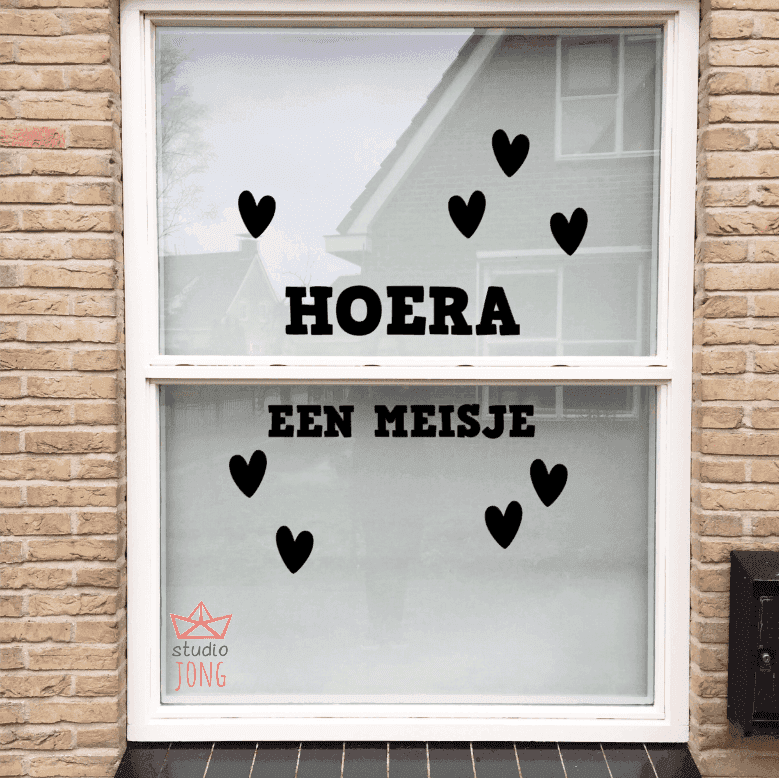 Hoera een meisje/ hoera een jongen geboortesticker (diverse kleuren)
