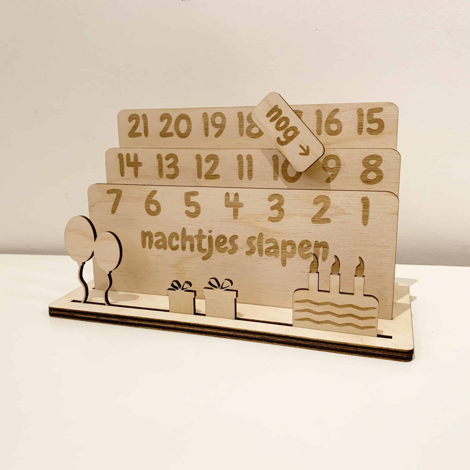 Houten aftelkalender, aftellen tot Sinterklaas, Kerst, verjaardag en vakantie
