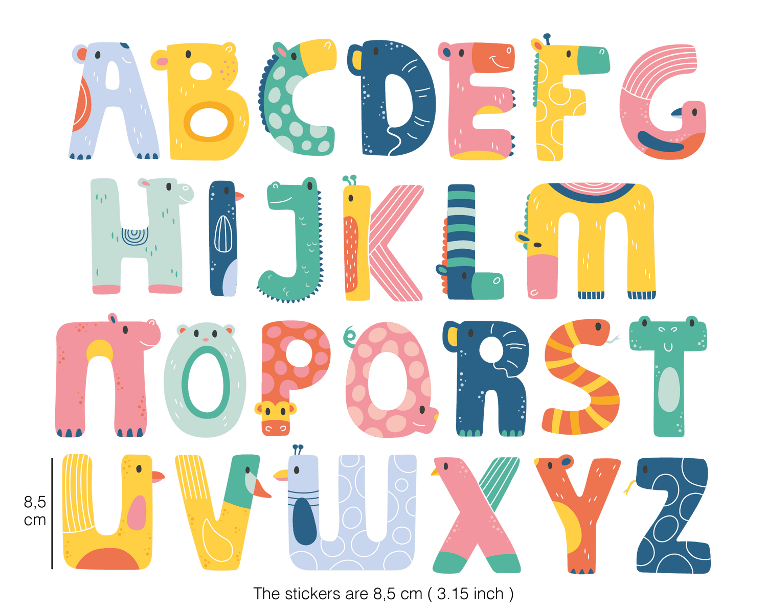 Letter stickers dieren