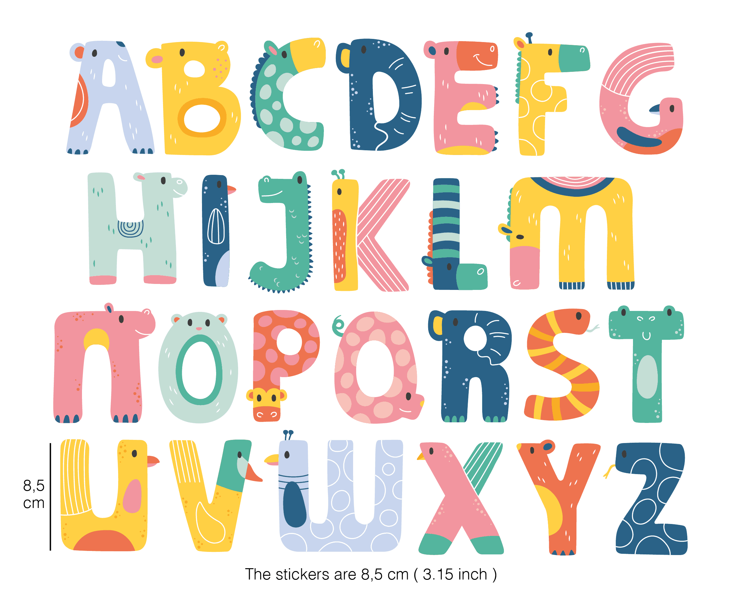 Letter stickers dieren