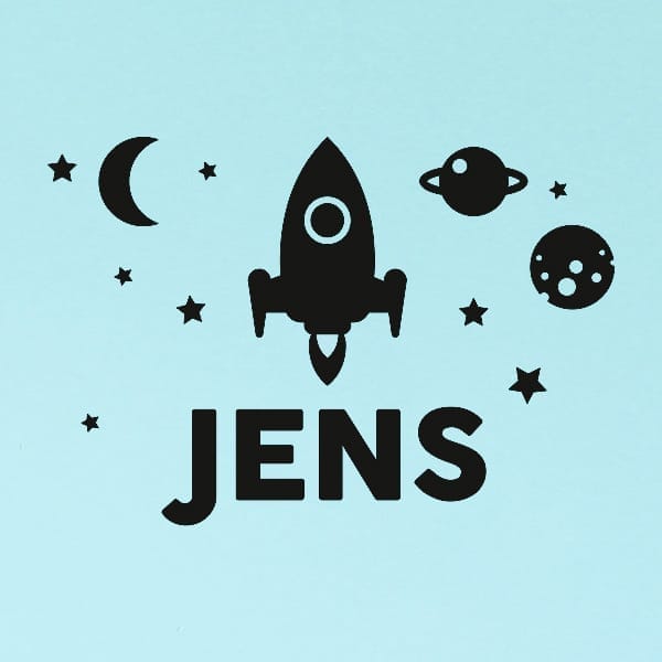 Deursticker raket gepersonaliseerd ANNIdesign (diverse kleuren)