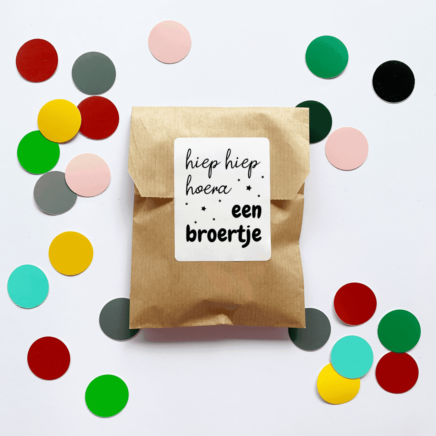 Hoera een broetjes zusje traktatiestickers