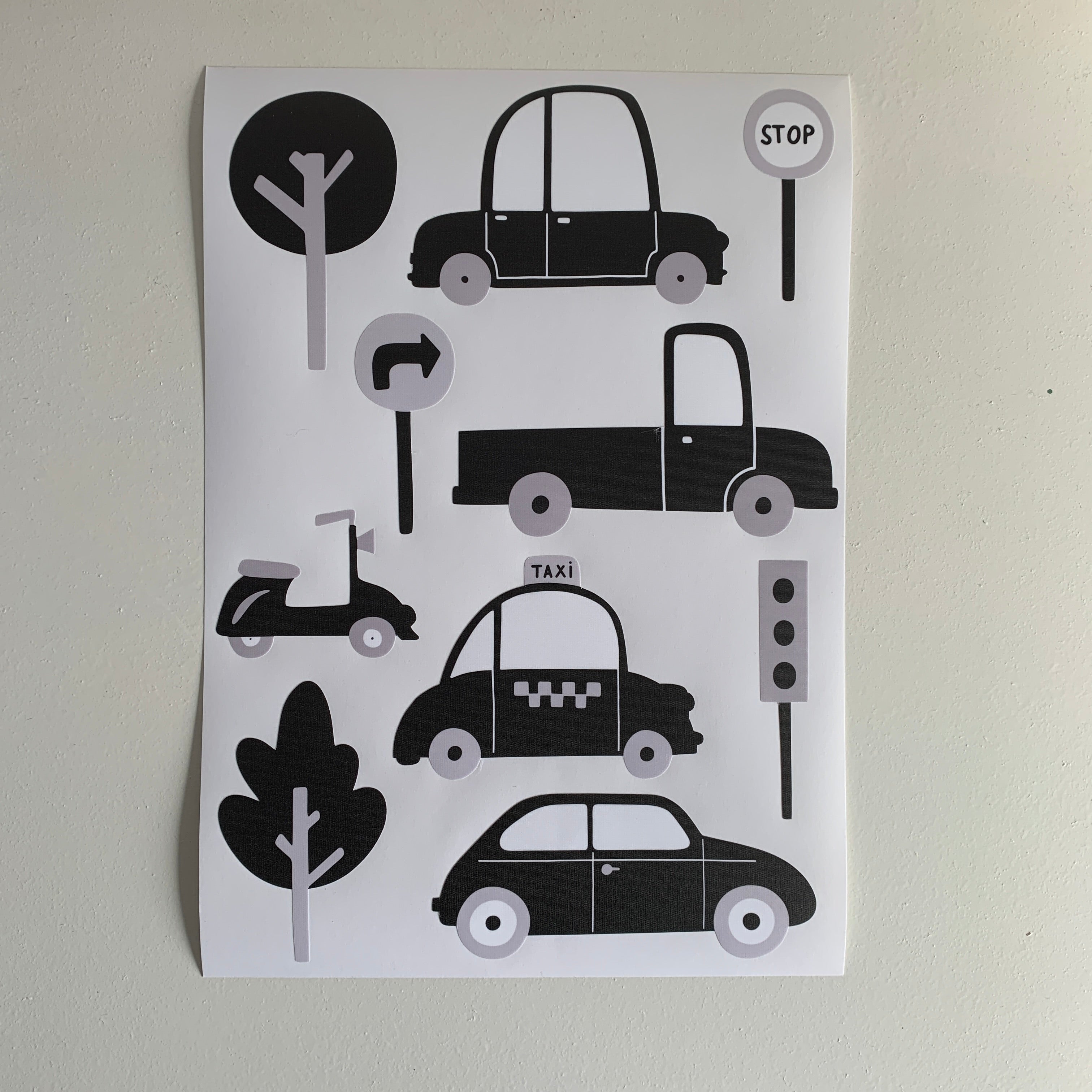 Voertuigen fullcolor muurstickers (diverse kleuren)