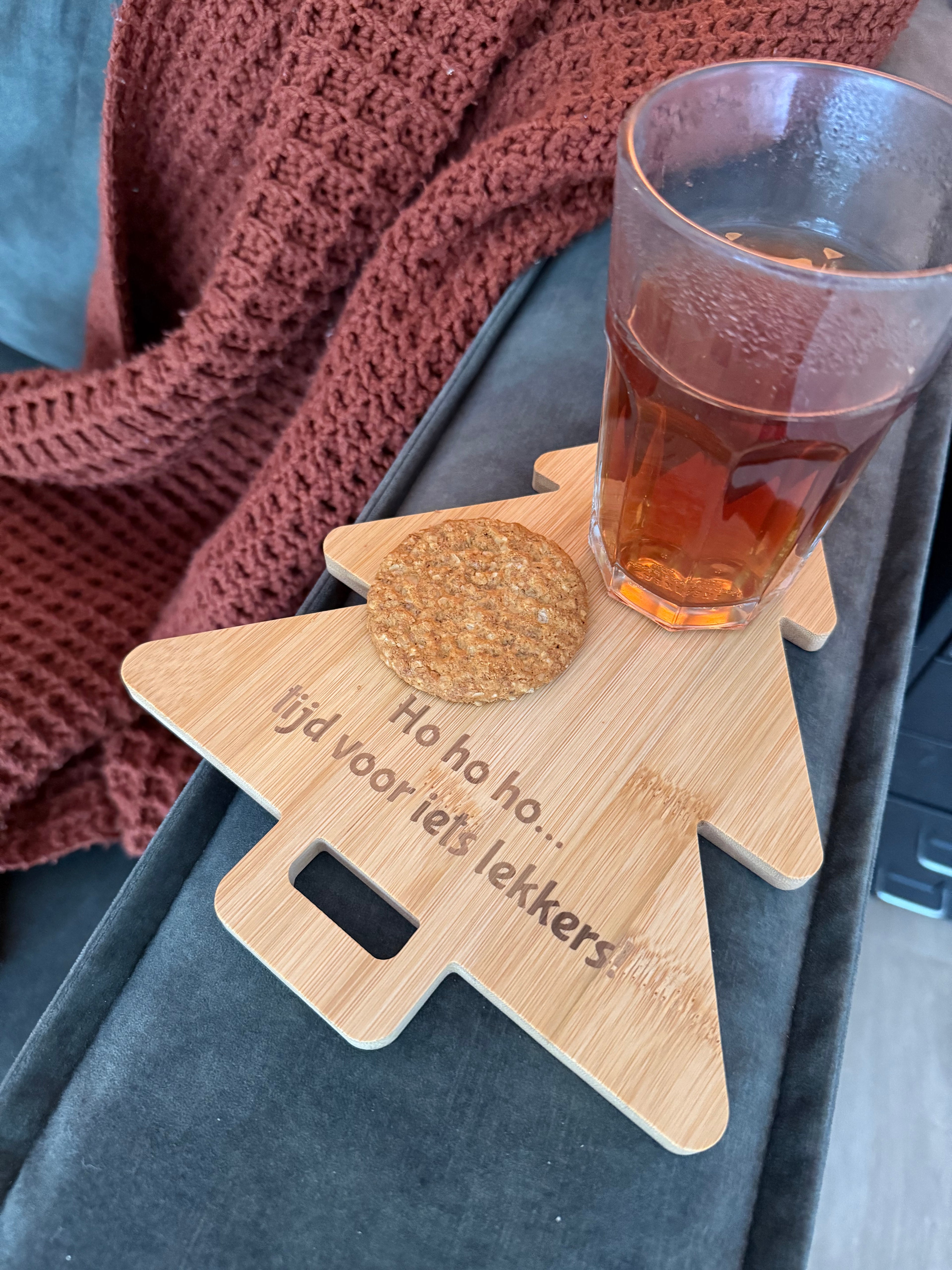 Kerstboom borrelplankje met tekst naar keuze