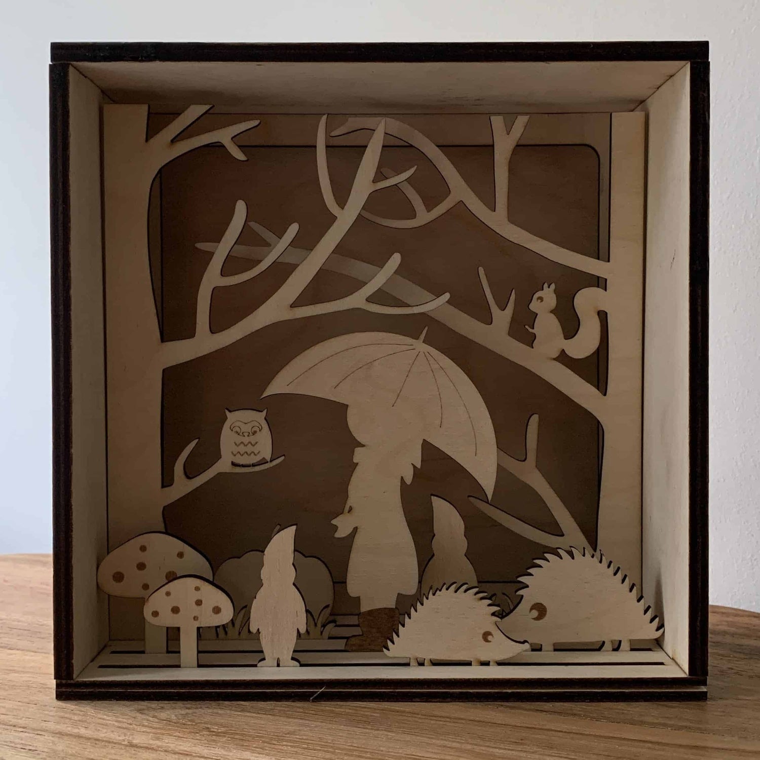 Houten lightbox met thema naar keuze