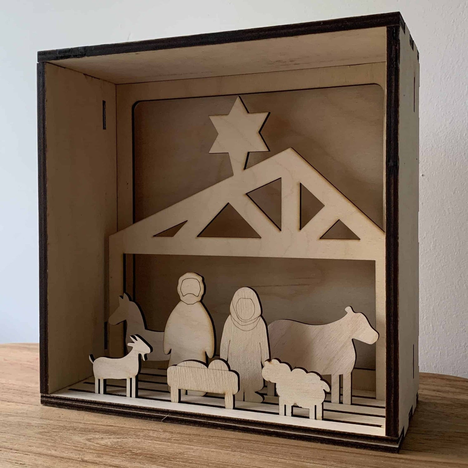 Houten lightbox met thema naar keuze