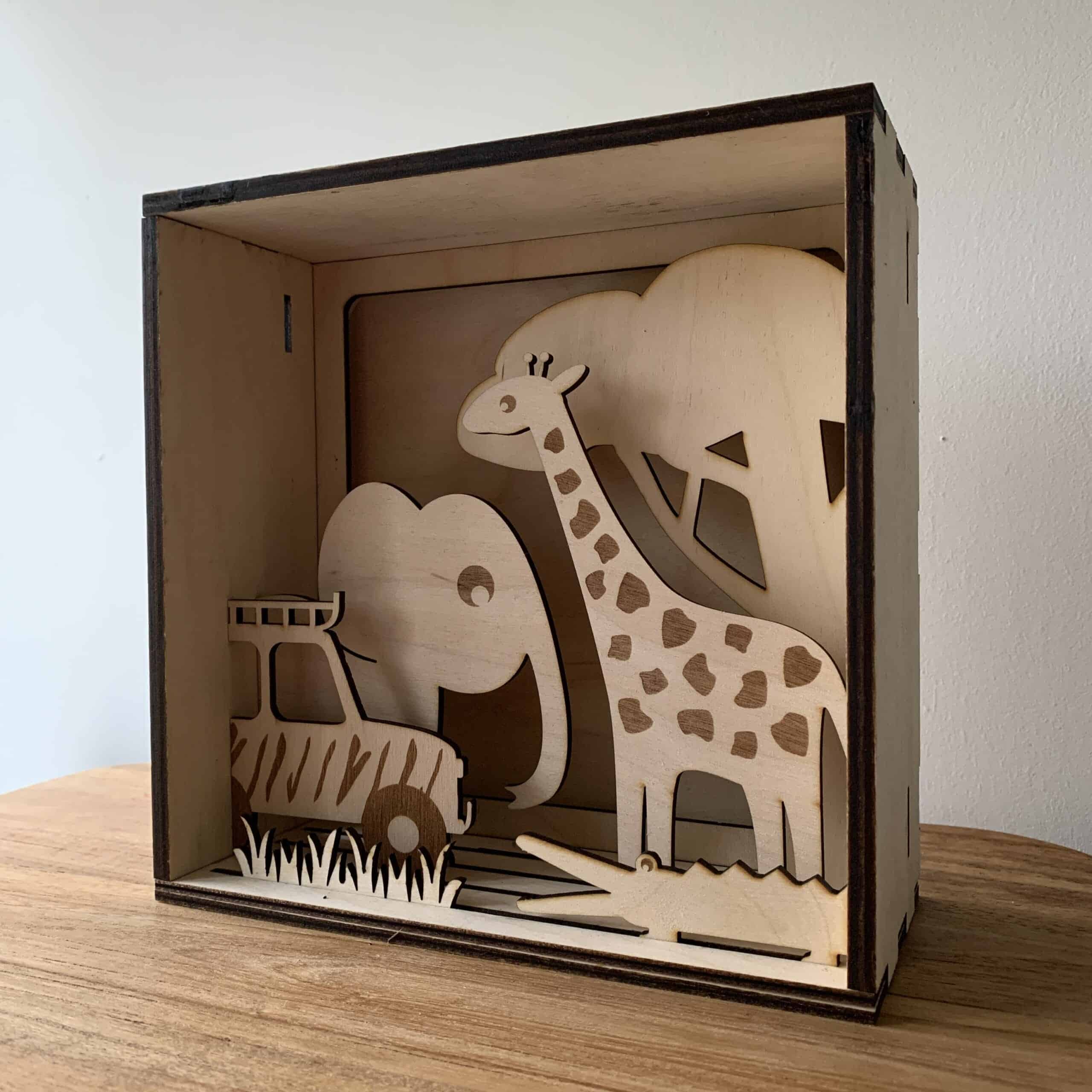 Houten lightbox met thema naar keuze
