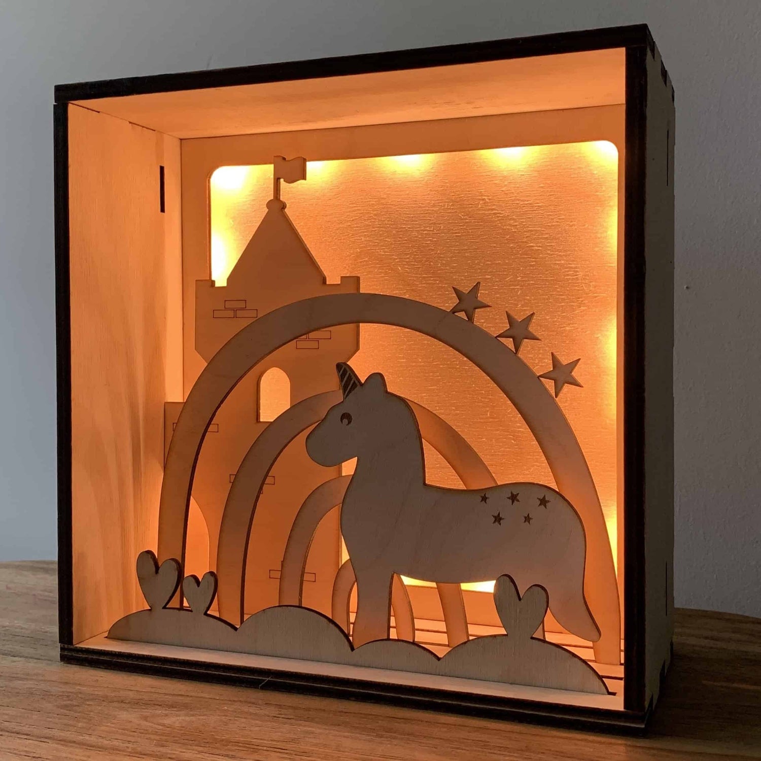 Houten lightbox met thema naar keuze