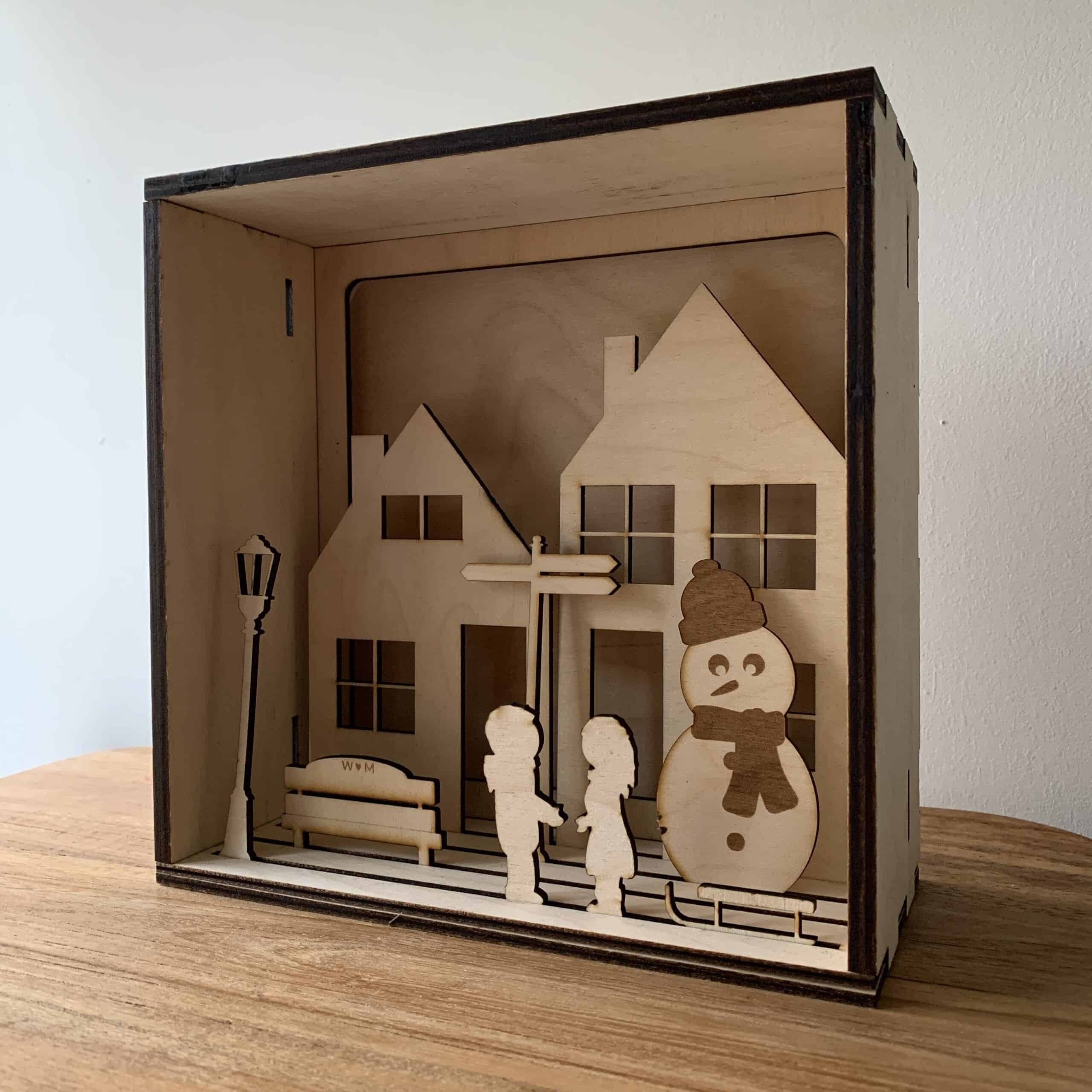Houten lightbox met thema naar keuze
