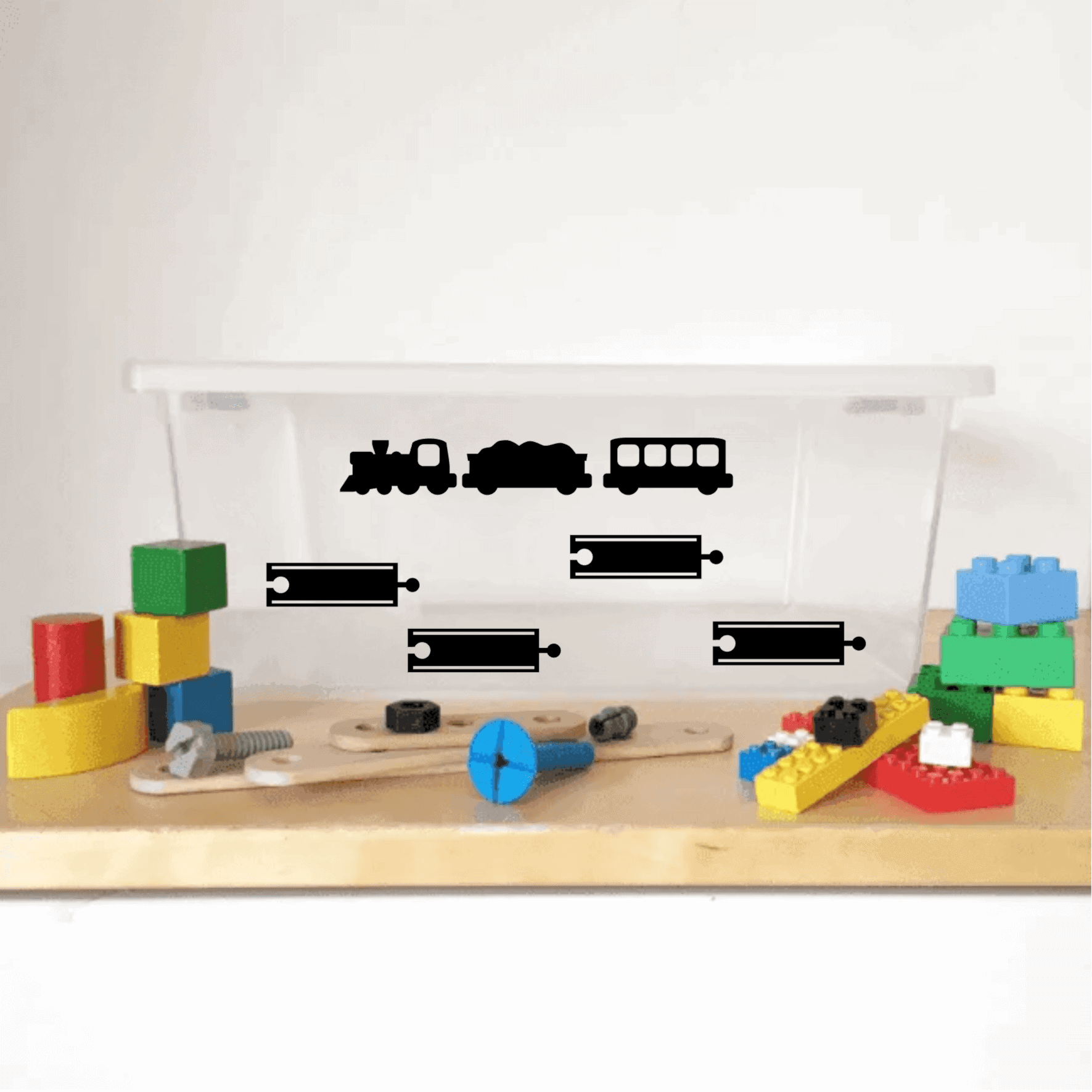 Opruimstickers houten spoor