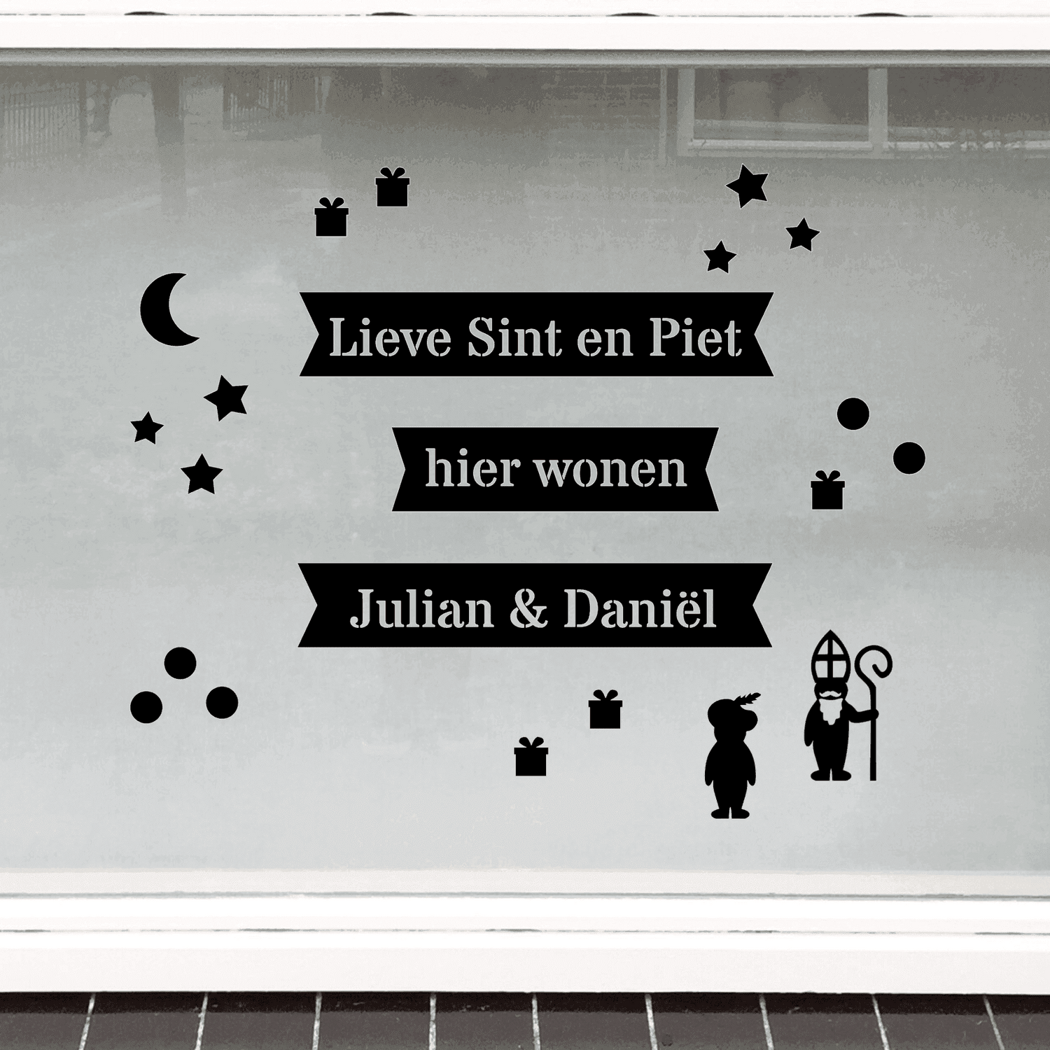 Gepersonaliseerde Sinterklaas raamstickers herbruikbaar