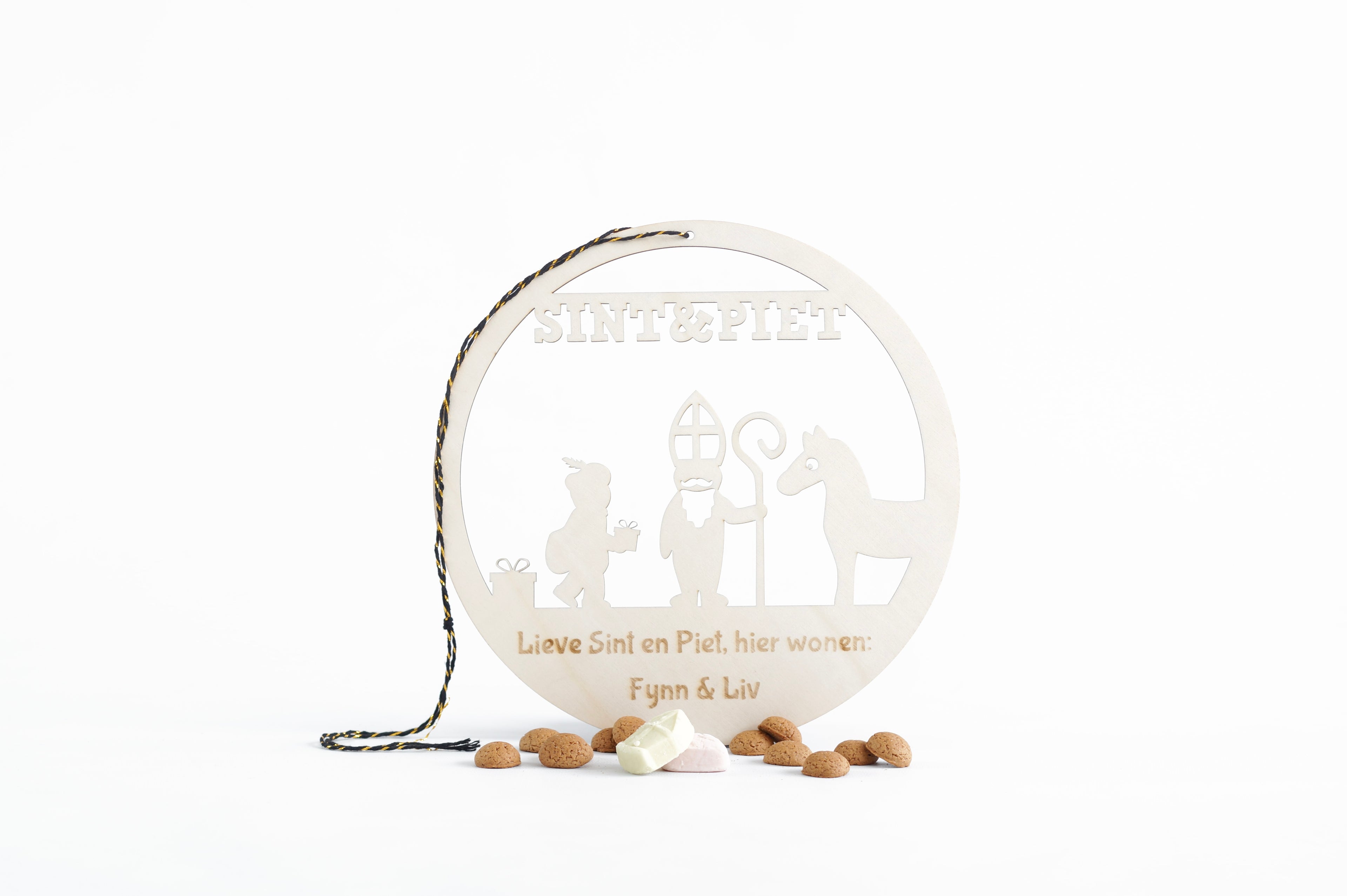 Raam hanger Sint & Piet met naam