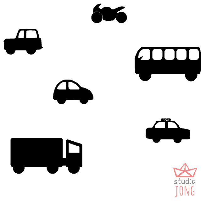 Voertuigen uitbreidingsset voor Sticky Roads muurstickers