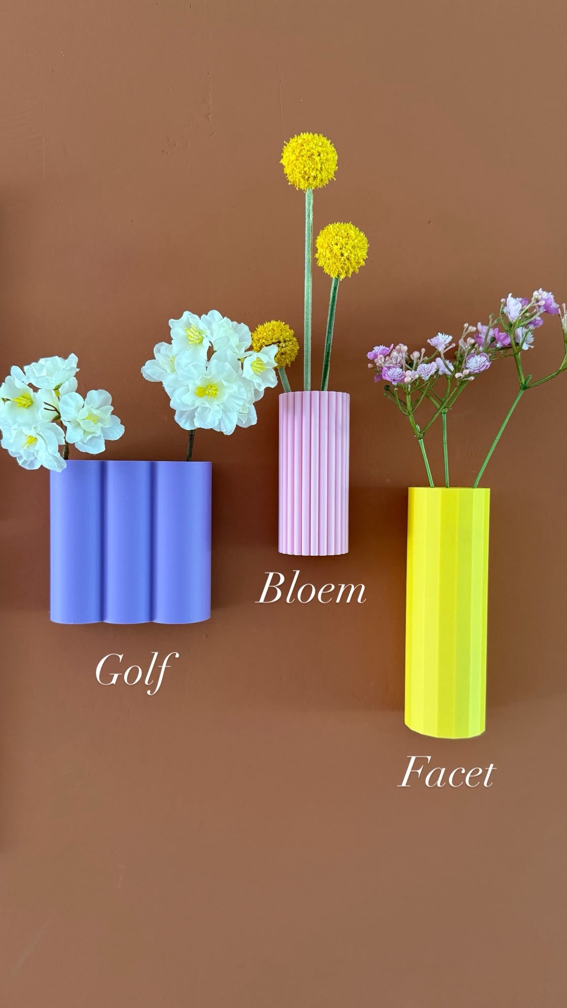 Wandvaasjes diverse kleuren