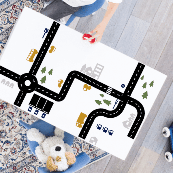 Sticky Roads autobaan zwart kleur vloersticker speelsticker
