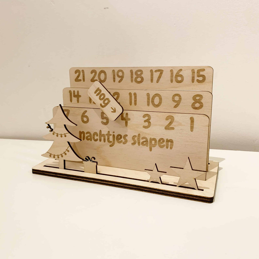 Houten aftelkalender, aftellen tot Sinterklaas, Kerst, verjaardag en vakantie