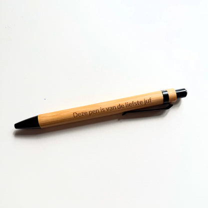 Pen met tekst voor juf of meester