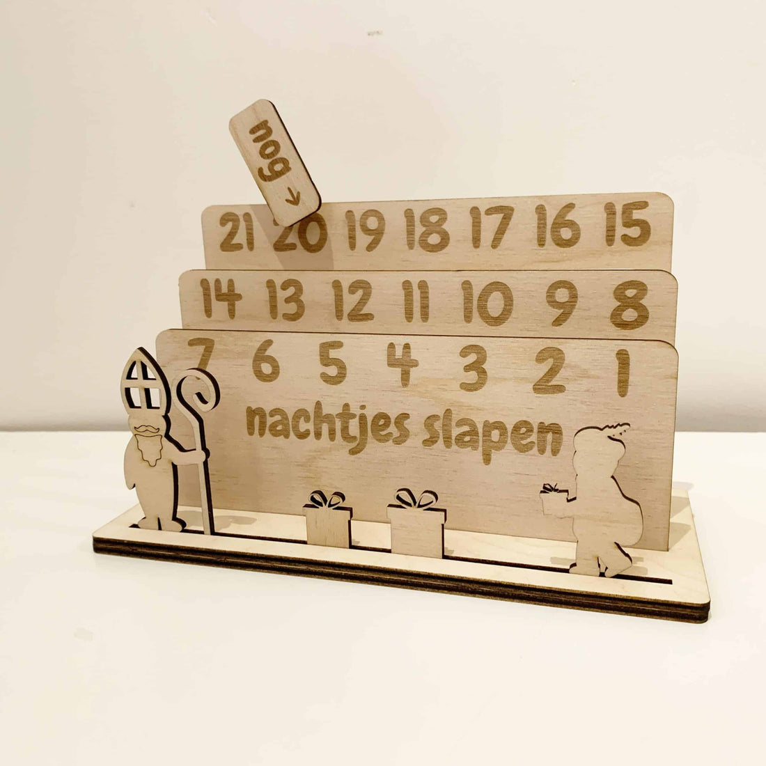 Houten aftelkalender, aftellen tot Sinterklaas, Kerst, verjaardag en vakantie