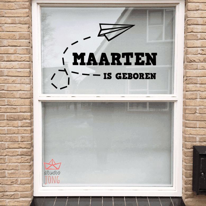 Geboortesticker gepersonaliseerd naam+grote afbeelding naar keuze (diverse kleuren)