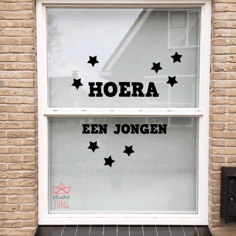 Hoera een meisje/ hoera een jongen geboortesticker (diverse kleuren)