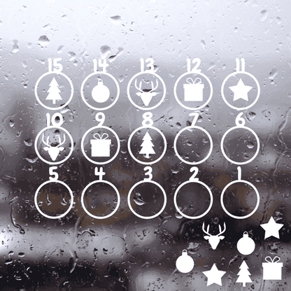 Kerst aftelkalender herbruikbare raamstickers (diverse kleuren)