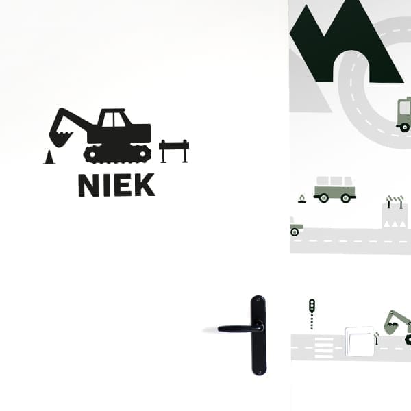 Deursticker graafmachine gepersonaliseerd ANNIdesign (diverse kleuren)