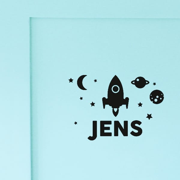 Deursticker raket gepersonaliseerd ANNIdesign (diverse kleuren)