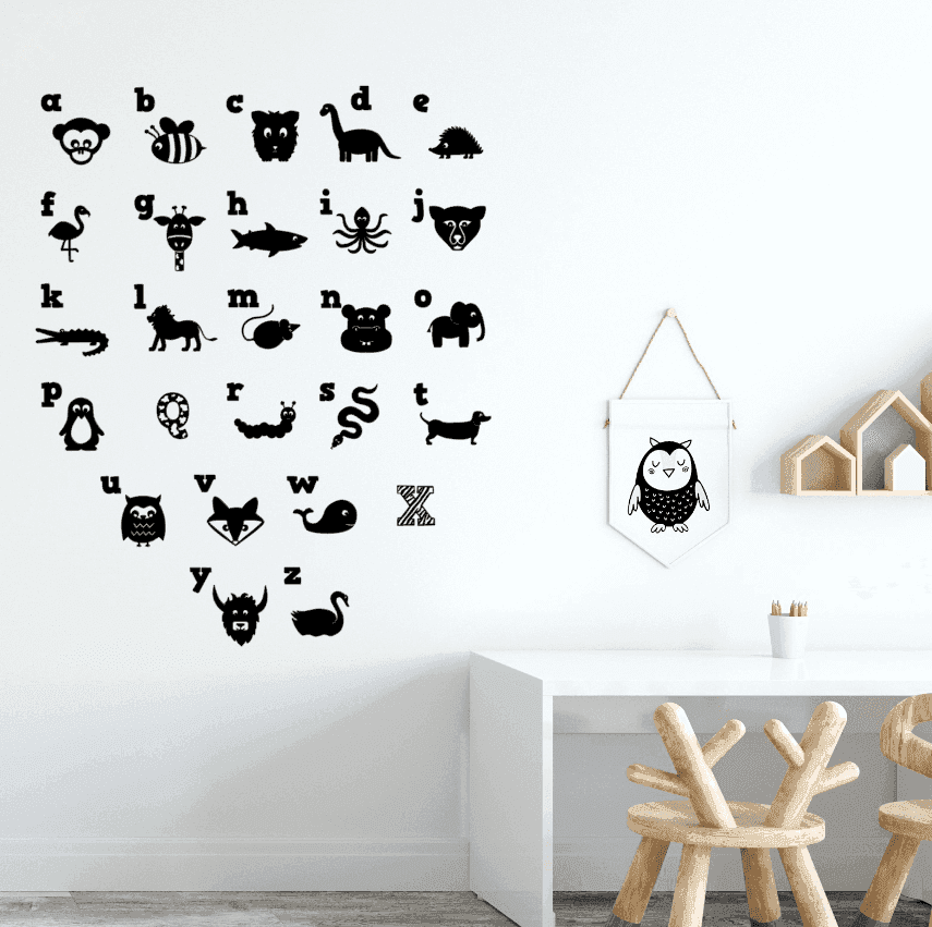 Dieren ABC muurstickers