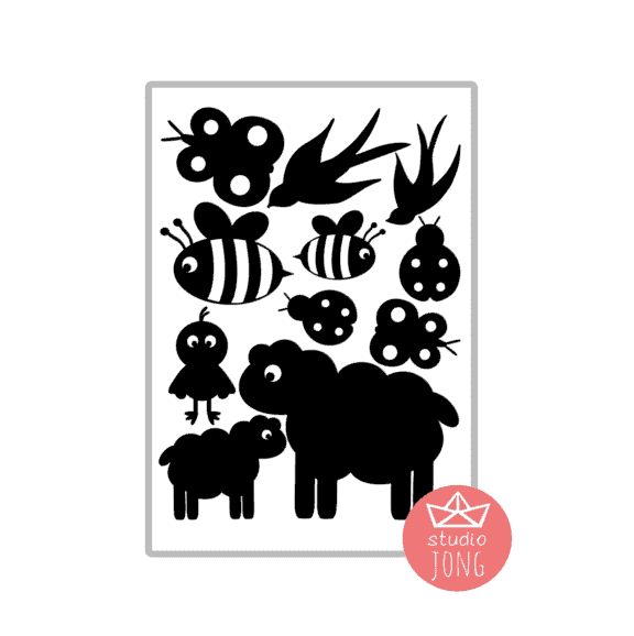 Dieren herbruikbare raamstickers (diverse kleuren)