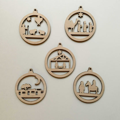 Houten kerstballen set Kerstverhaal