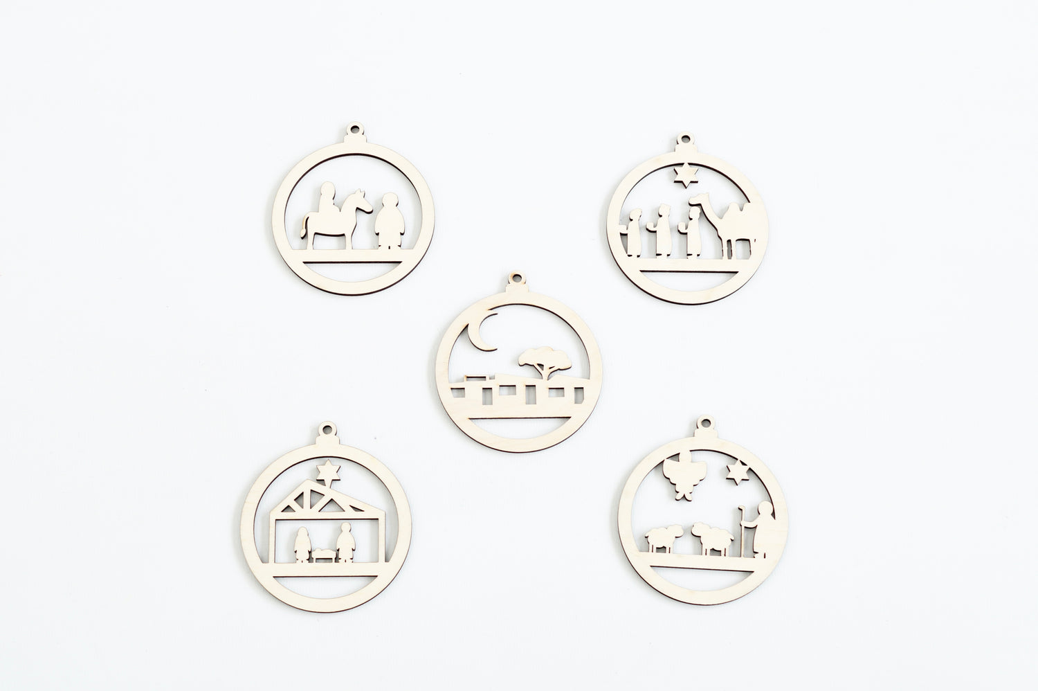 Houten kerstballen set Kerstverhaal