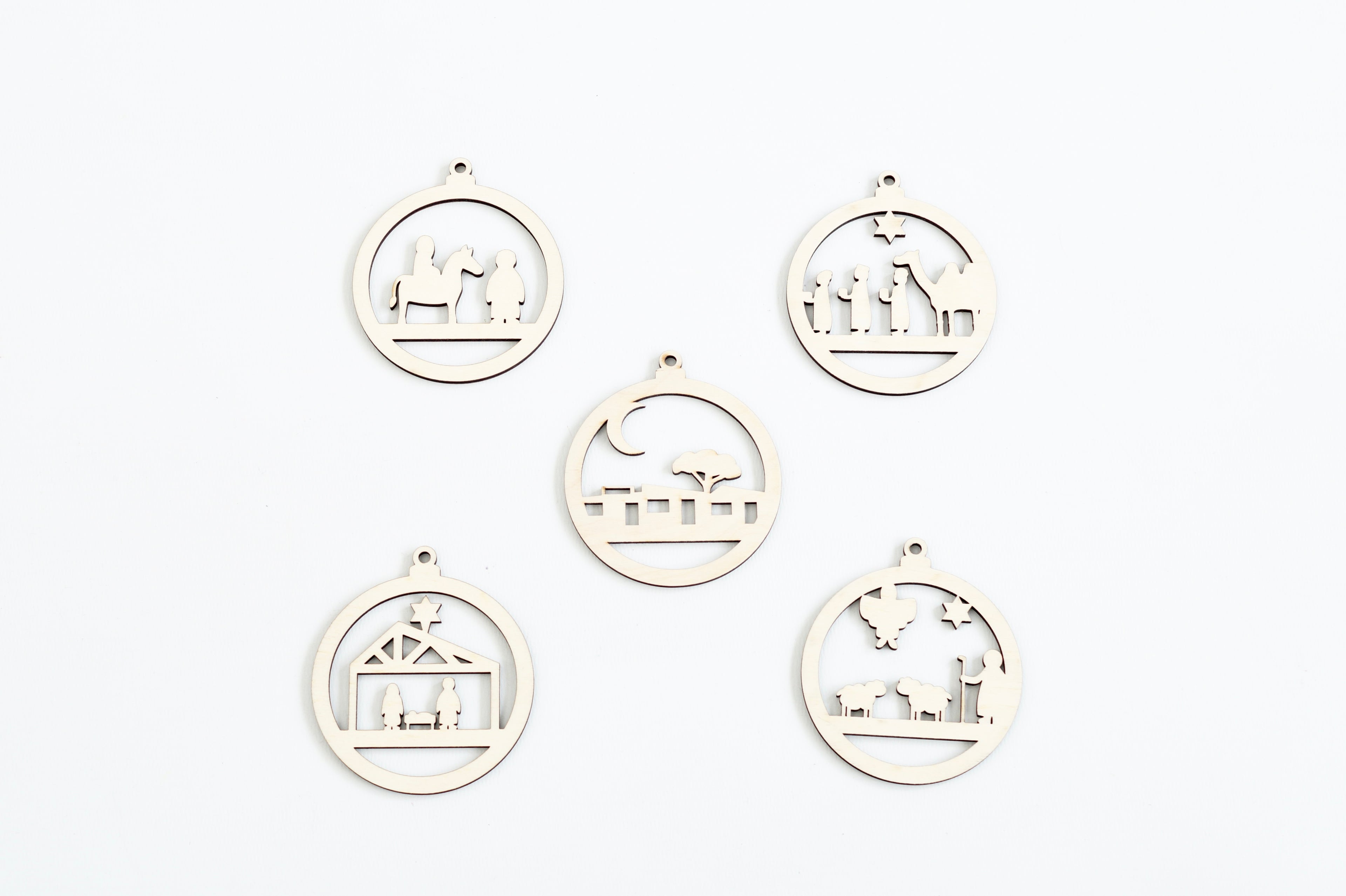 Houten kerstballen set Kerstverhaal