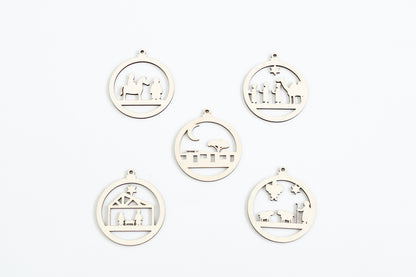 Houten kerstballen set Kerstverhaal