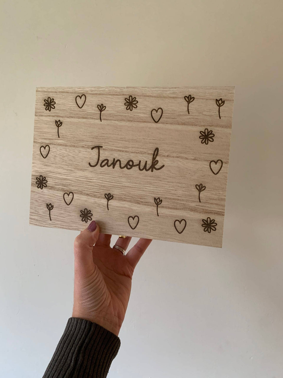 Houten kistje met losse deksel met gravering naar wens