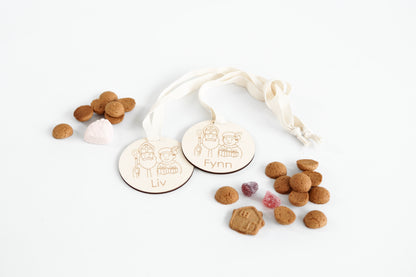 Sinterklaas en piet medailles met naam