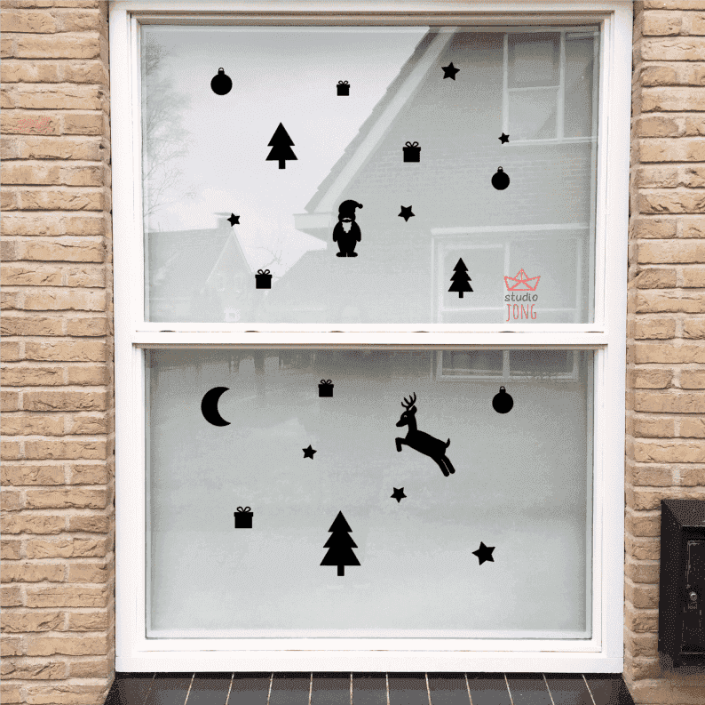 Kerst herbruikbare raamstickers (diverse kleuren)