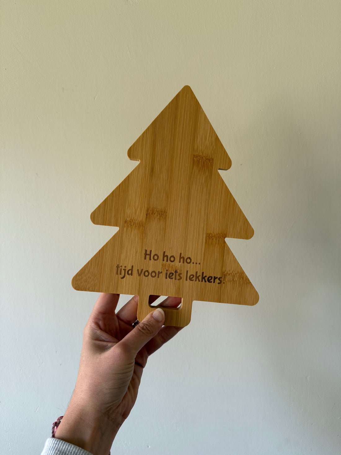 Kerstboom borrelplankje met tekst naar keuze