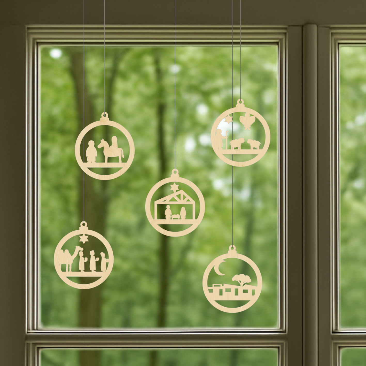 Houten kerstballen set Kerstverhaal