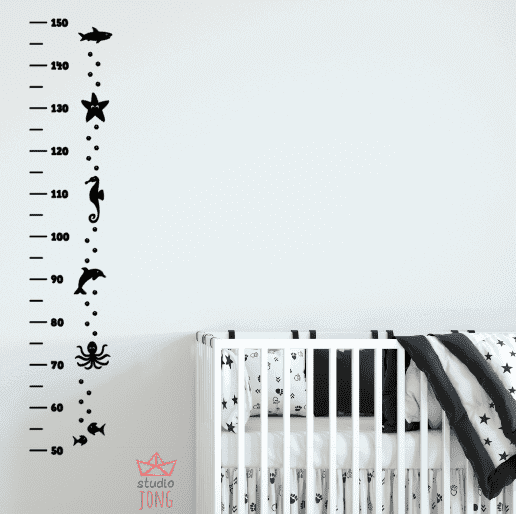 Groeimeter (muur)sticker met zeedieren