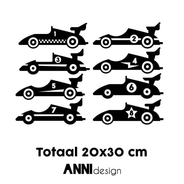 Muursticker raceauto ANNIdesign (diverse kleuren)