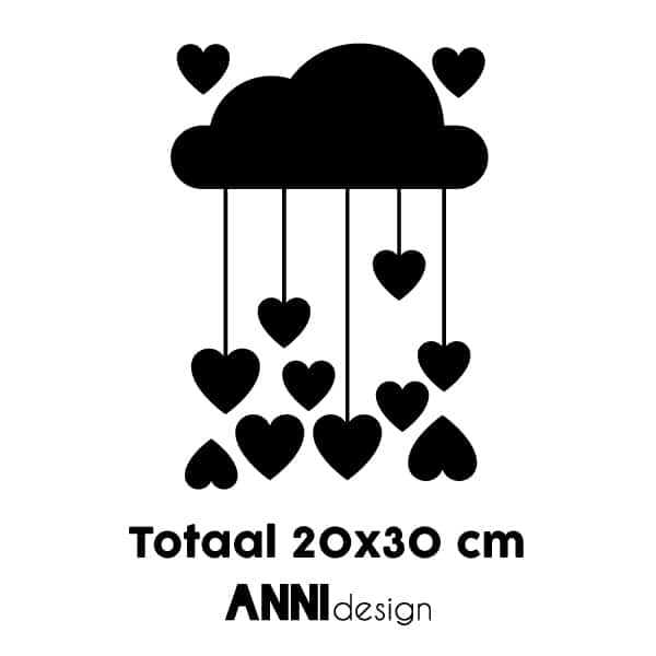 Muursticker regen van hartjes ANNIdesign (diverse kleuren)
