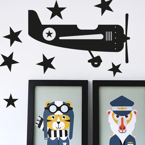 Muursticker vliegtuig ANNIdesign (diverse kleuren)