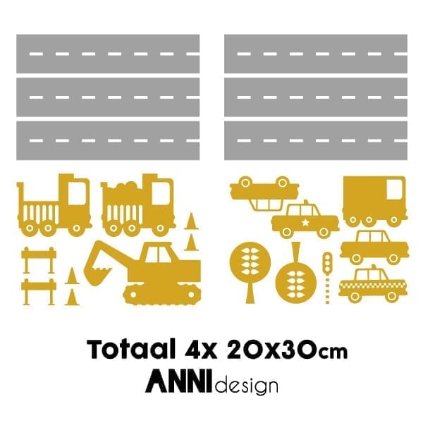 Muurstickers Voertuigen en wegdelen ANNIdesign (diverse kleuren)