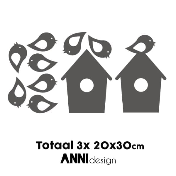 Muursticker set Vogelhuis ANNIdesign (diverse kleuren)